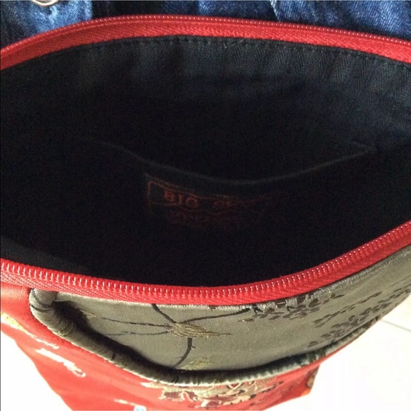 LAST 1! 100% Silk Crossbody Bag Red Asian Men Big Sky Shanghai Purse Coin Charm - Picture 8 of 8